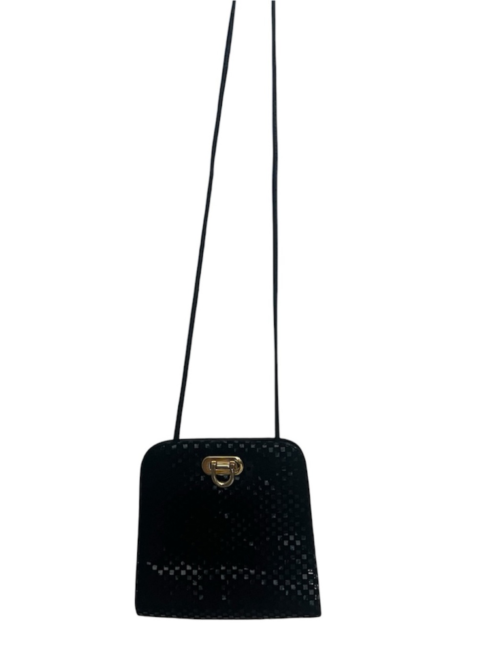 OHH! Ashley Black Crossbody Bag with Gold Turn-Lock Detail